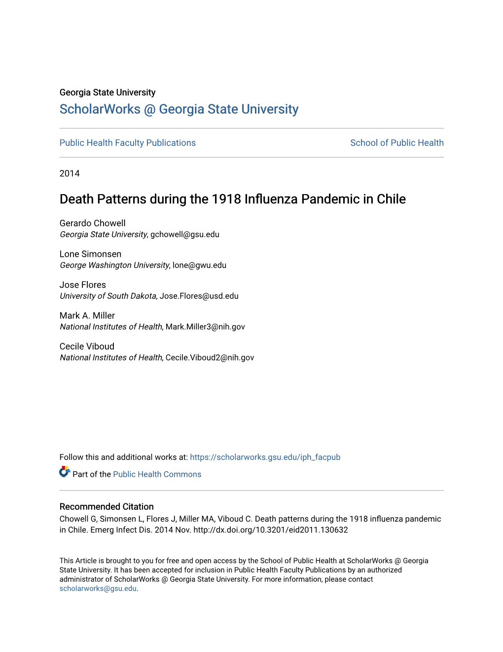 Death Patterns During the 1918 Influenza Pandemic in Chile