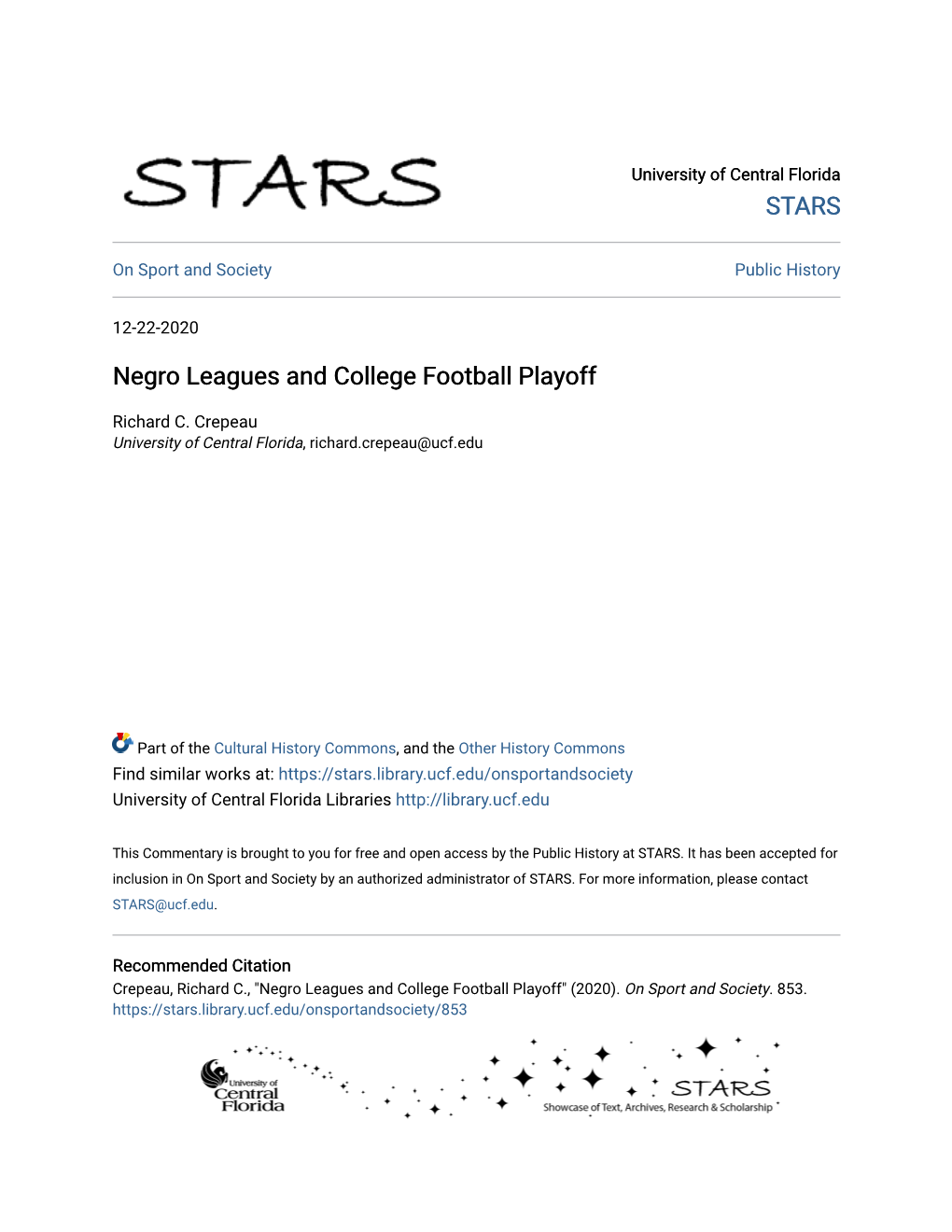 Negro Leagues and College Football Playoff