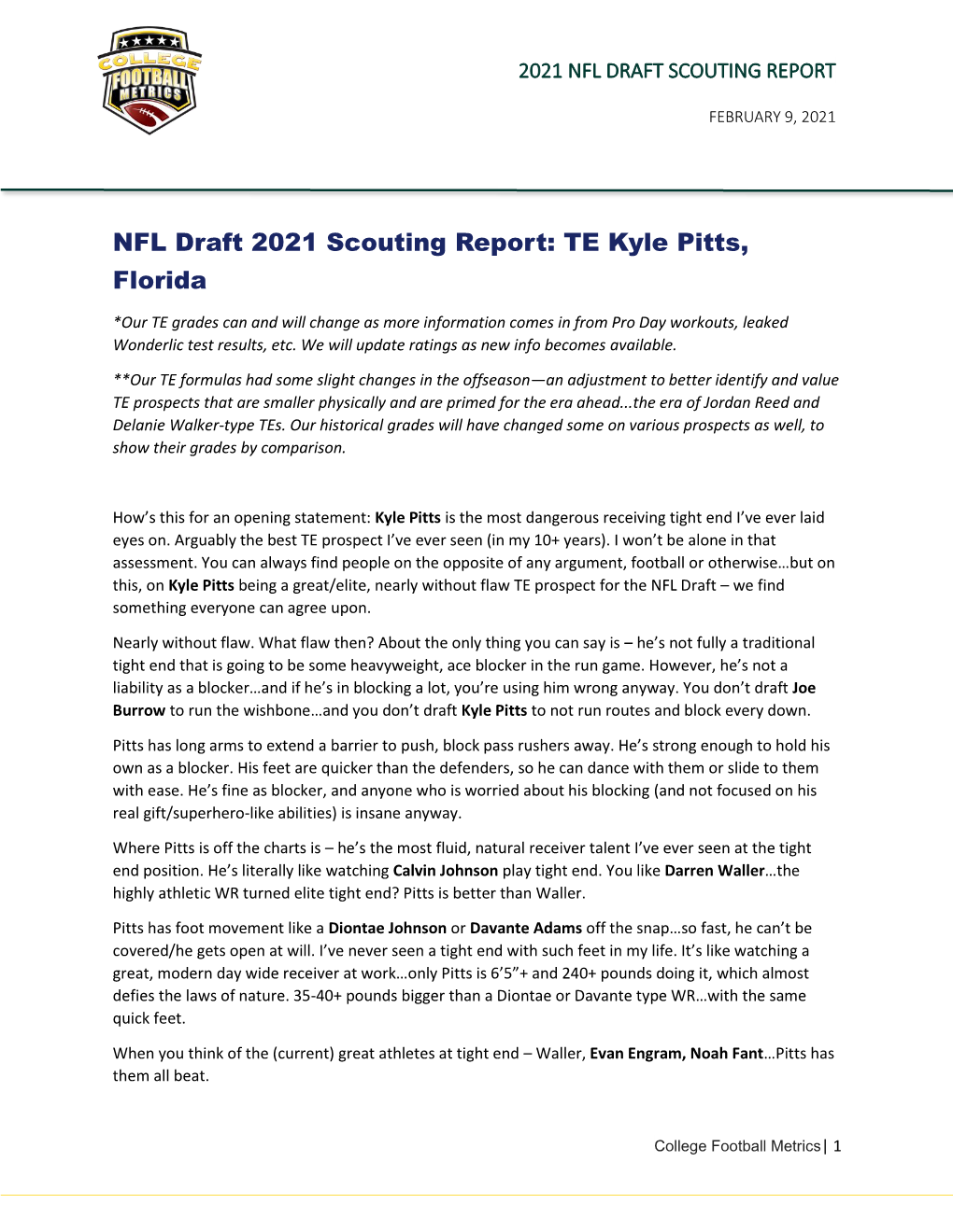 NFL Draft 2021 Scouting Report: TE Kyle Pitts, Florida