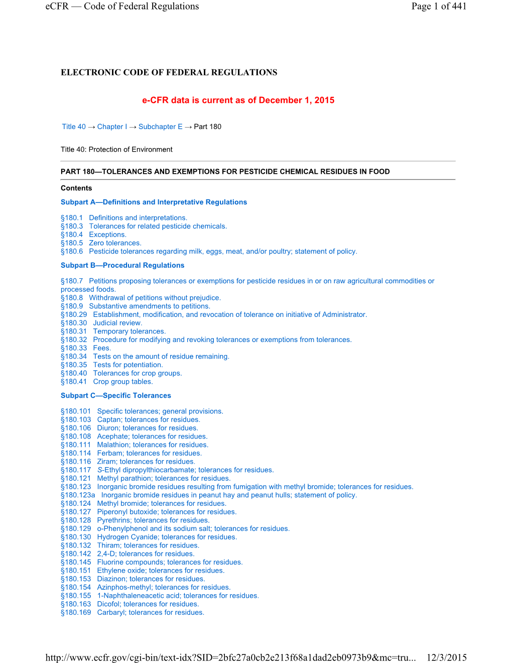 Page 1 of 441 Ecfr — Code of Federal Regulations 12/3/2015 Http