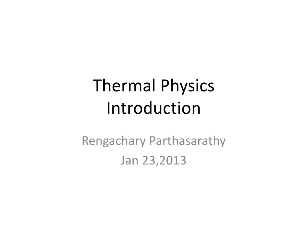 Thermal Physics Introduction