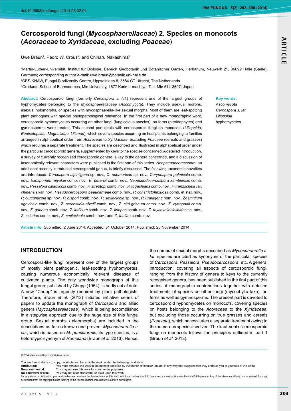 AR TICLE Cercosporoid Fungi