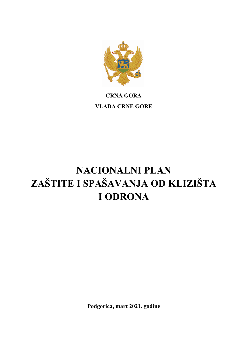 Nacionalni Plan Zaštite I Spašavanja Od Klizišta I Odrona