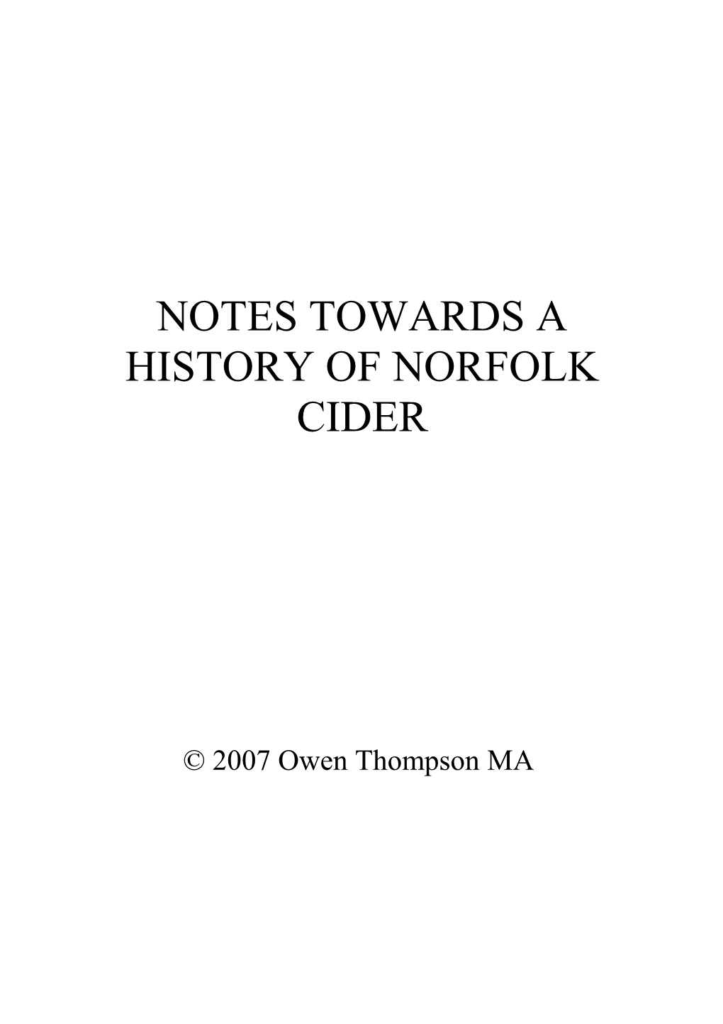 Notes Towards a History of Norfolk Cider