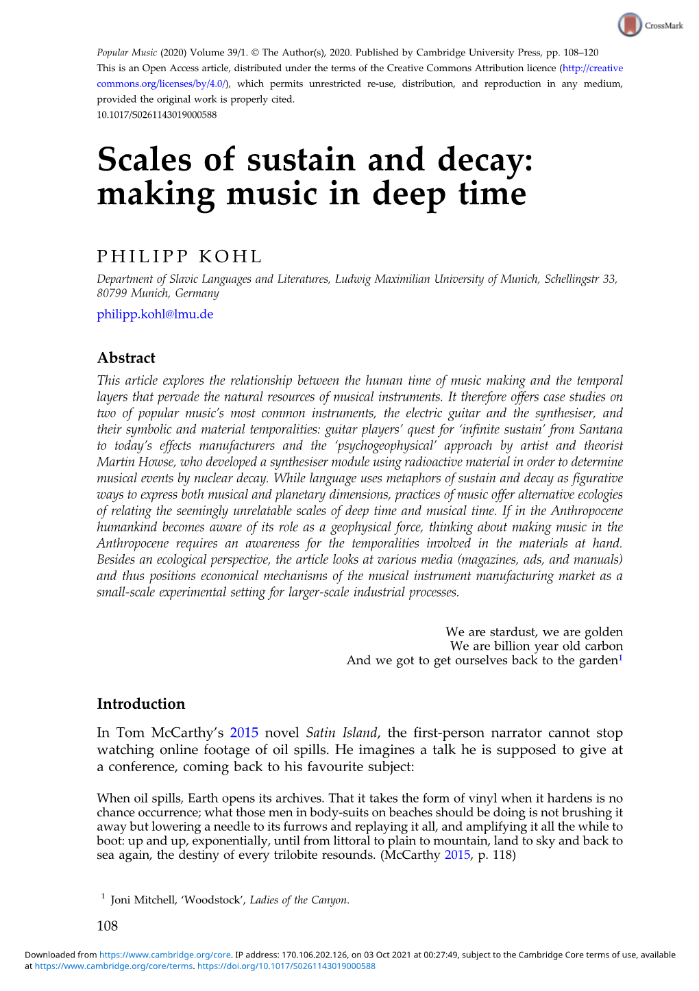 Scales of Sustain and Decay: Making Music in Deep Time