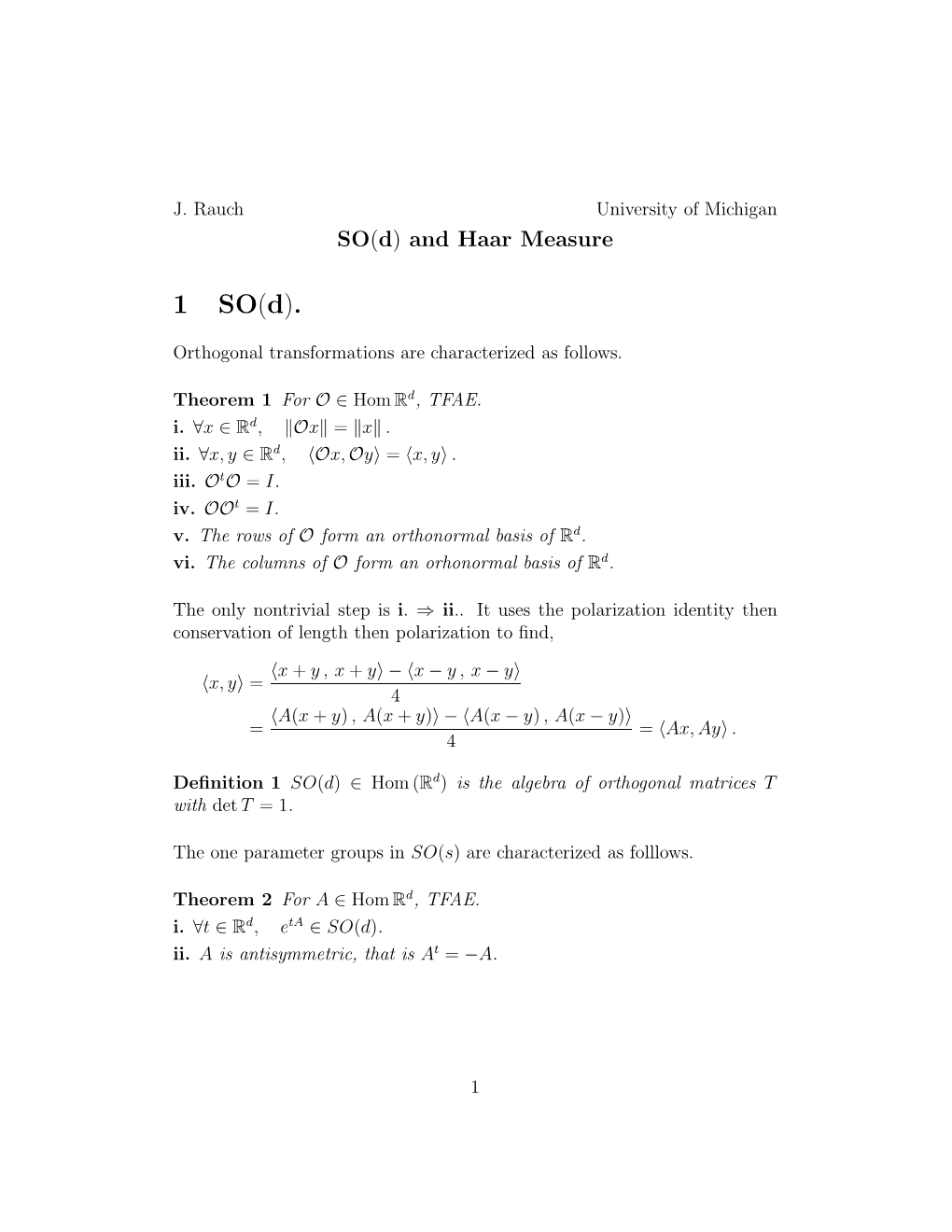 SO(D) and Haar Measure