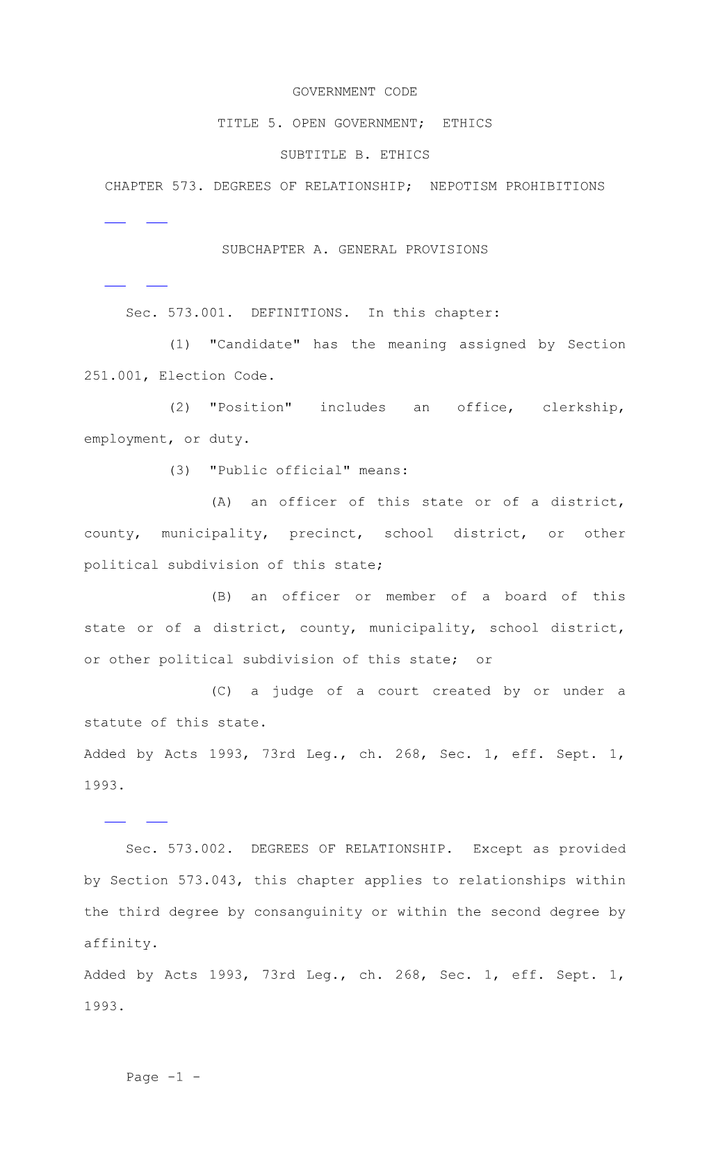 Title 5. Open Government; Ethics s1