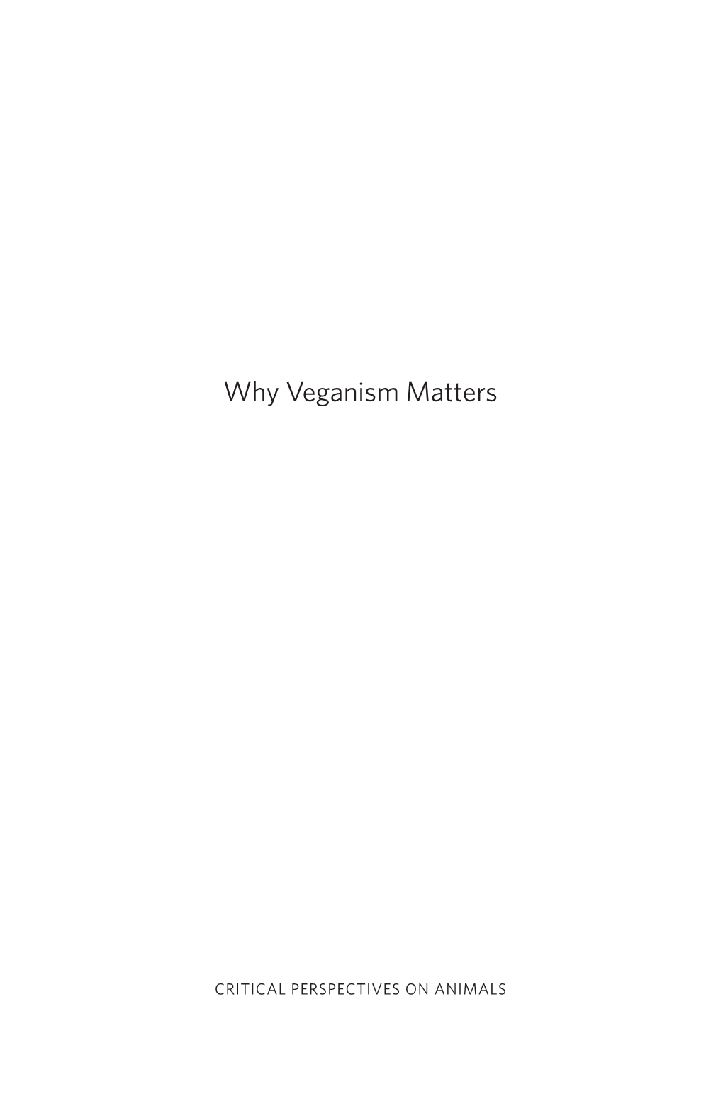 Why Veganism Matters