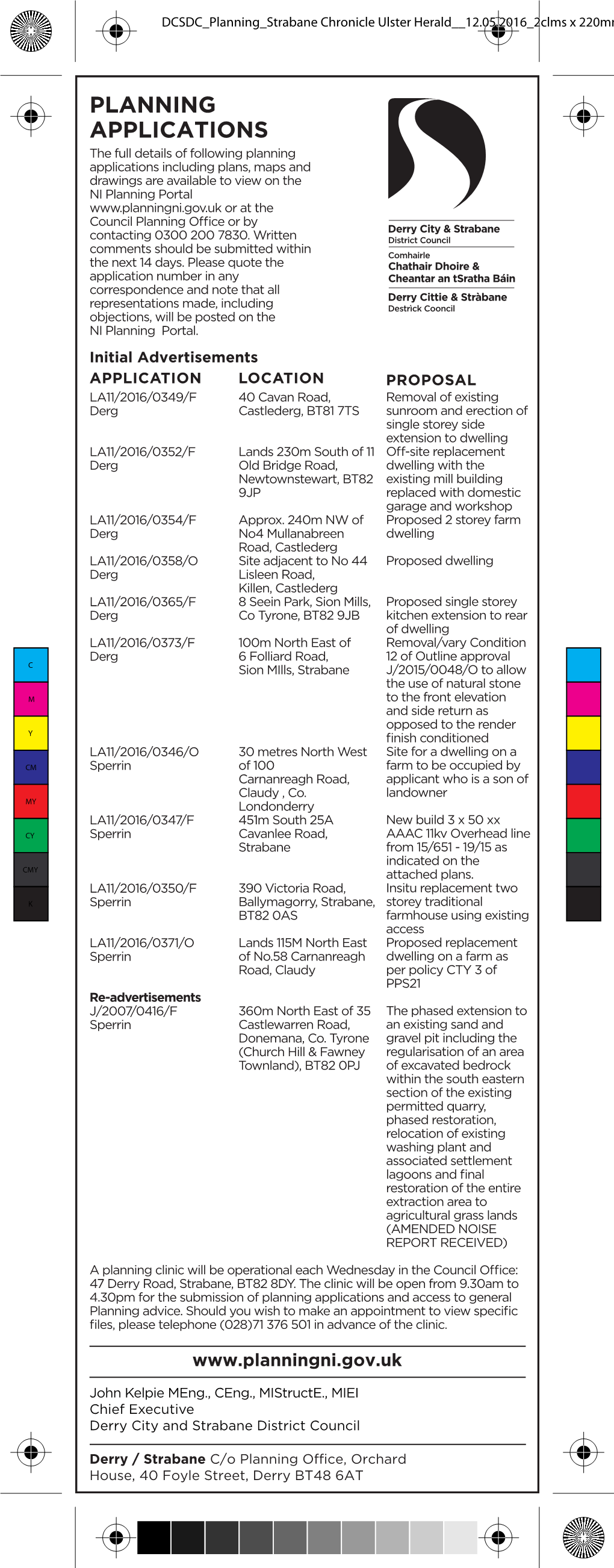 DCSDC Planning Strabane Chronicle Ulster Herald__12.05.2016 2Clms X 220Mm Draft1.Pdf 1 04/05/2016 17:21:53