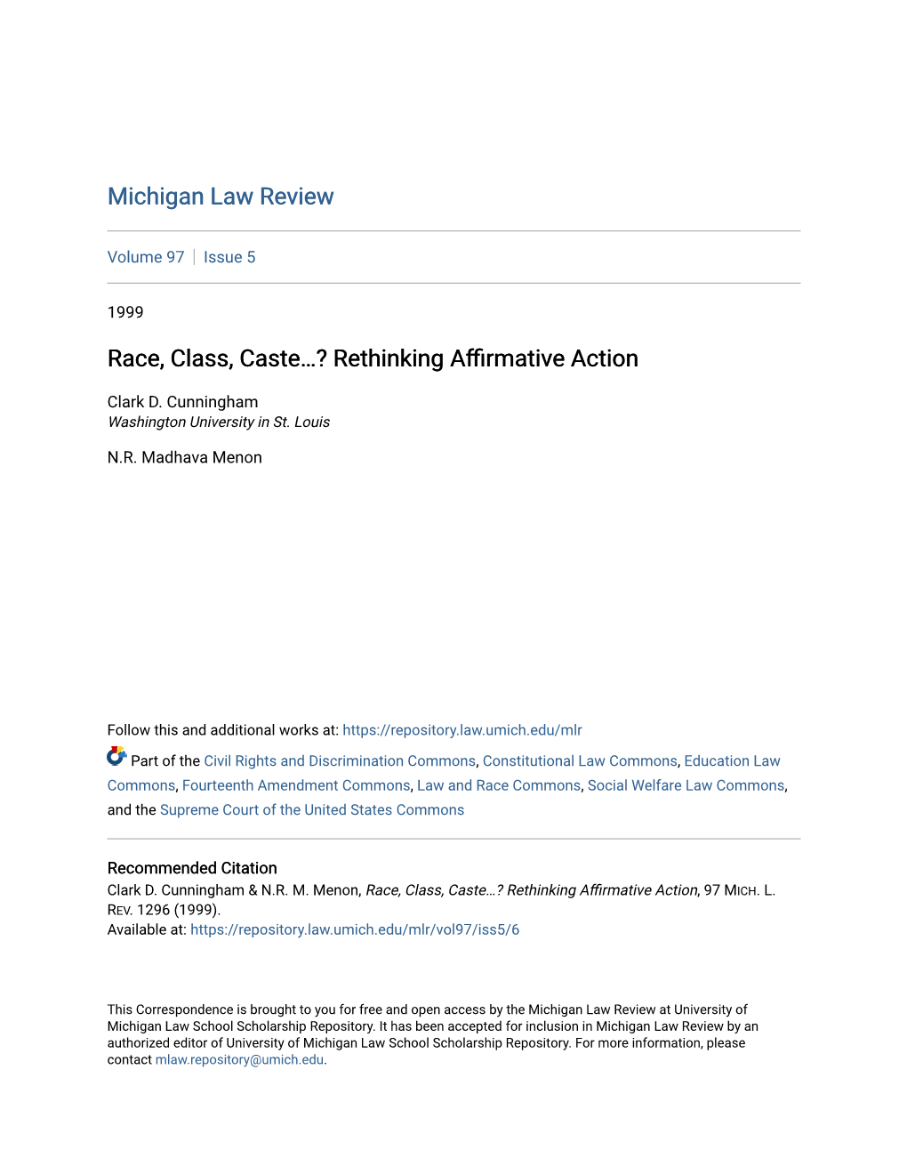 Race, Class, Caste…? Rethinking Affirmative Action