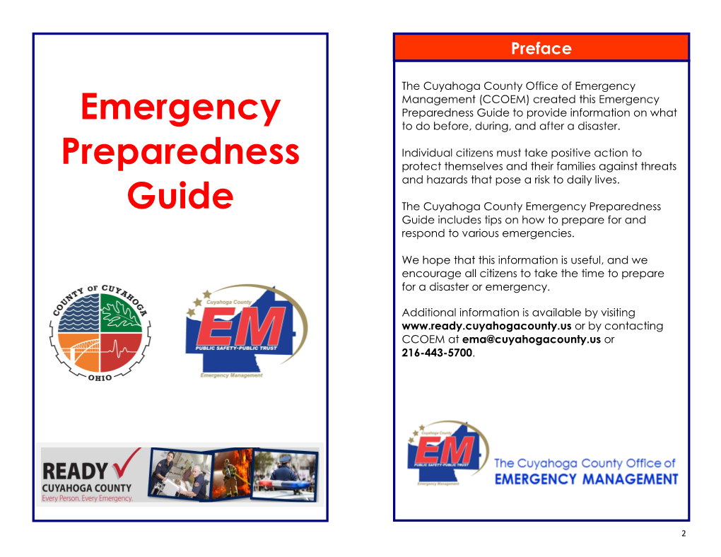 The Cuyahoga County Emergency Preparedness Guide Includes Tips on How to Prepare for and Respond to Various Emergencies