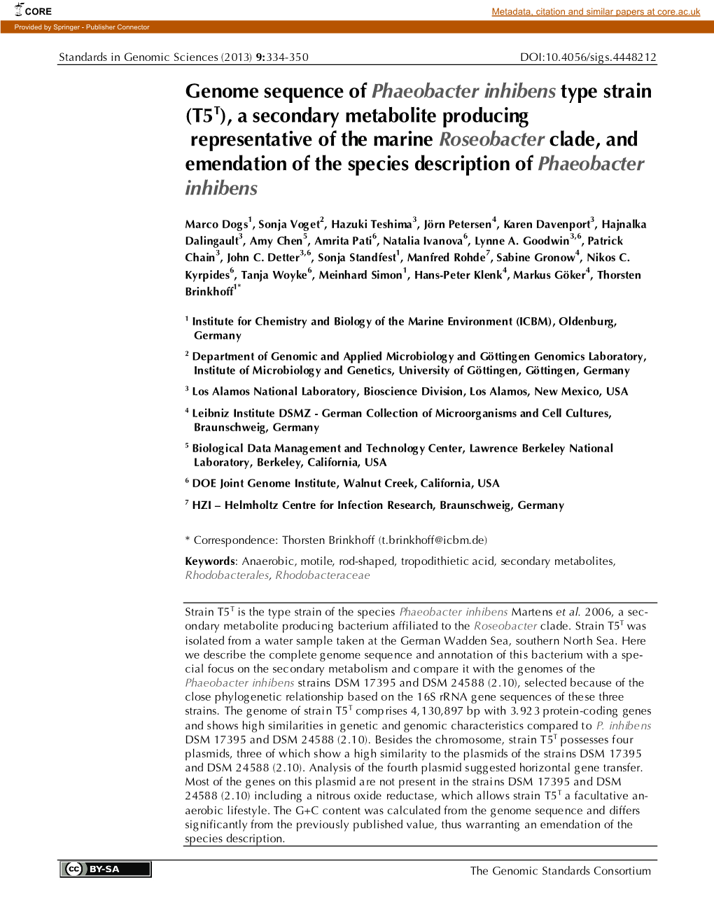 Phaeobacter Inhibens Type Strain