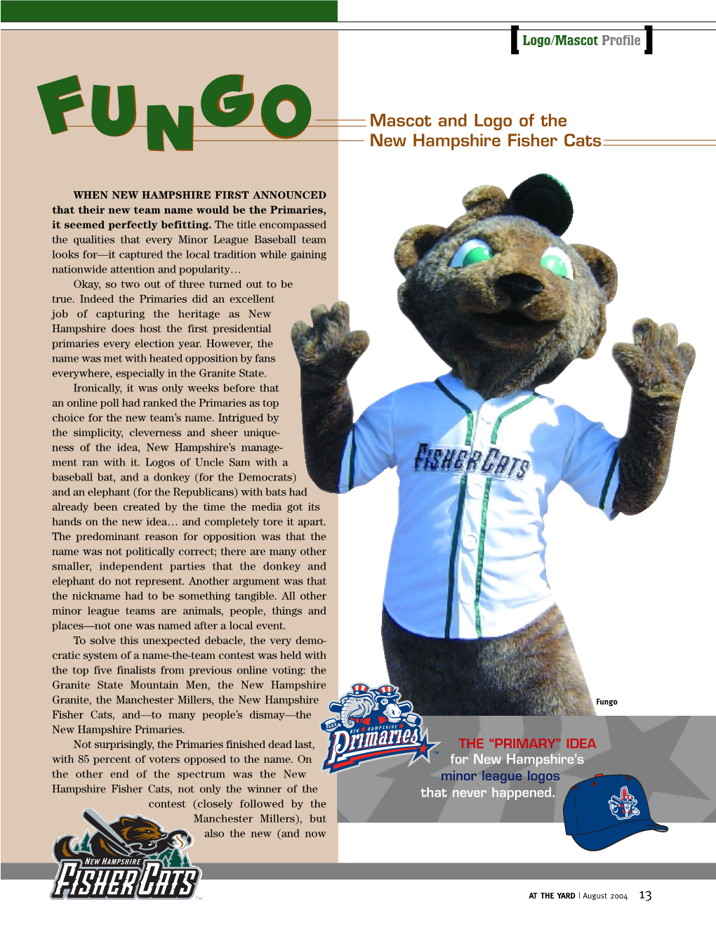 Mascot and Logo of the New Hampshire Fisher Cats