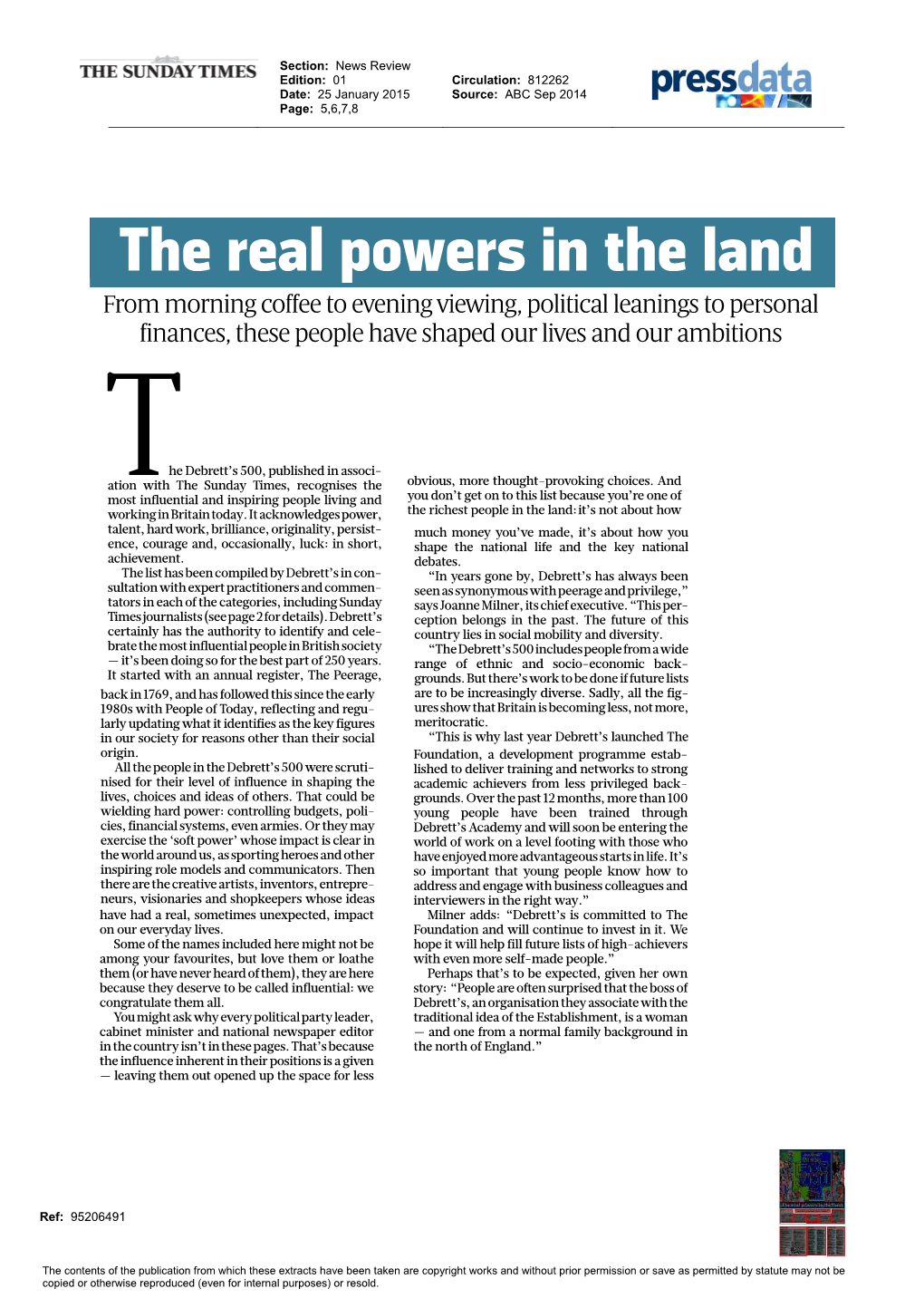 The Real Powers in the Land from Morning Coffee to Evening Viewing, Political Leanings to Personal Finances, These People Have Shaped Our Lives and Our Ambitions