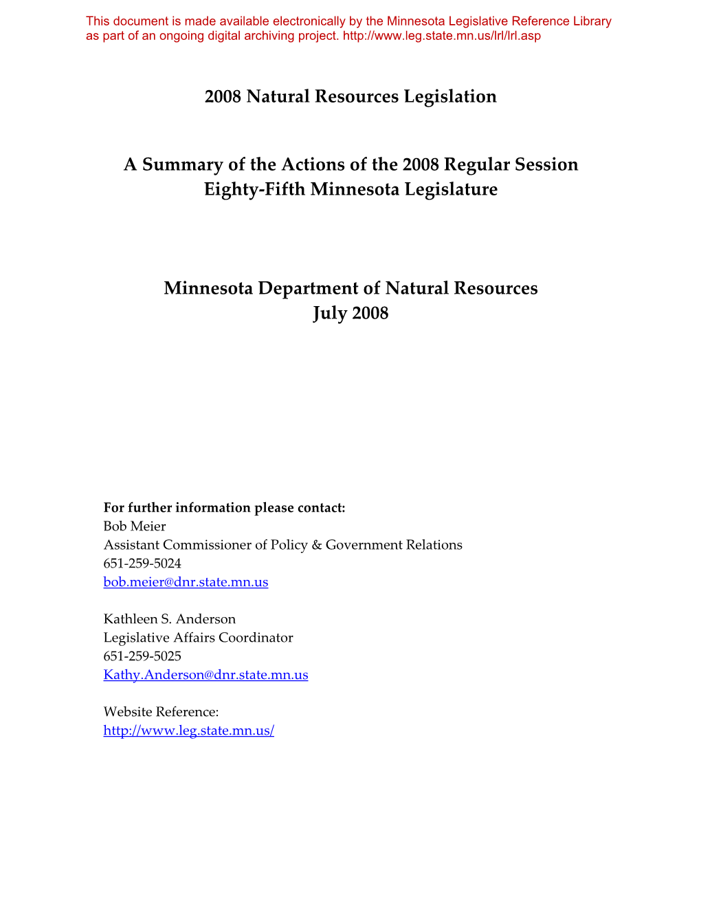 2007 Natural Resources Legislation