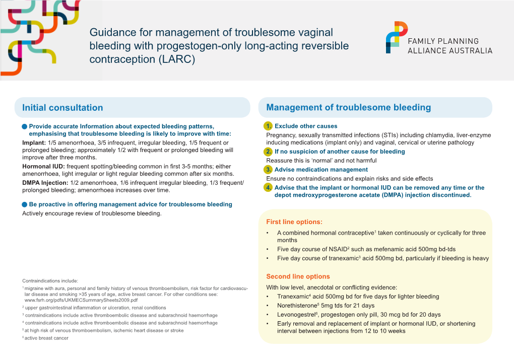 Guidance for Bleeding on Progestogen-Only Contraception