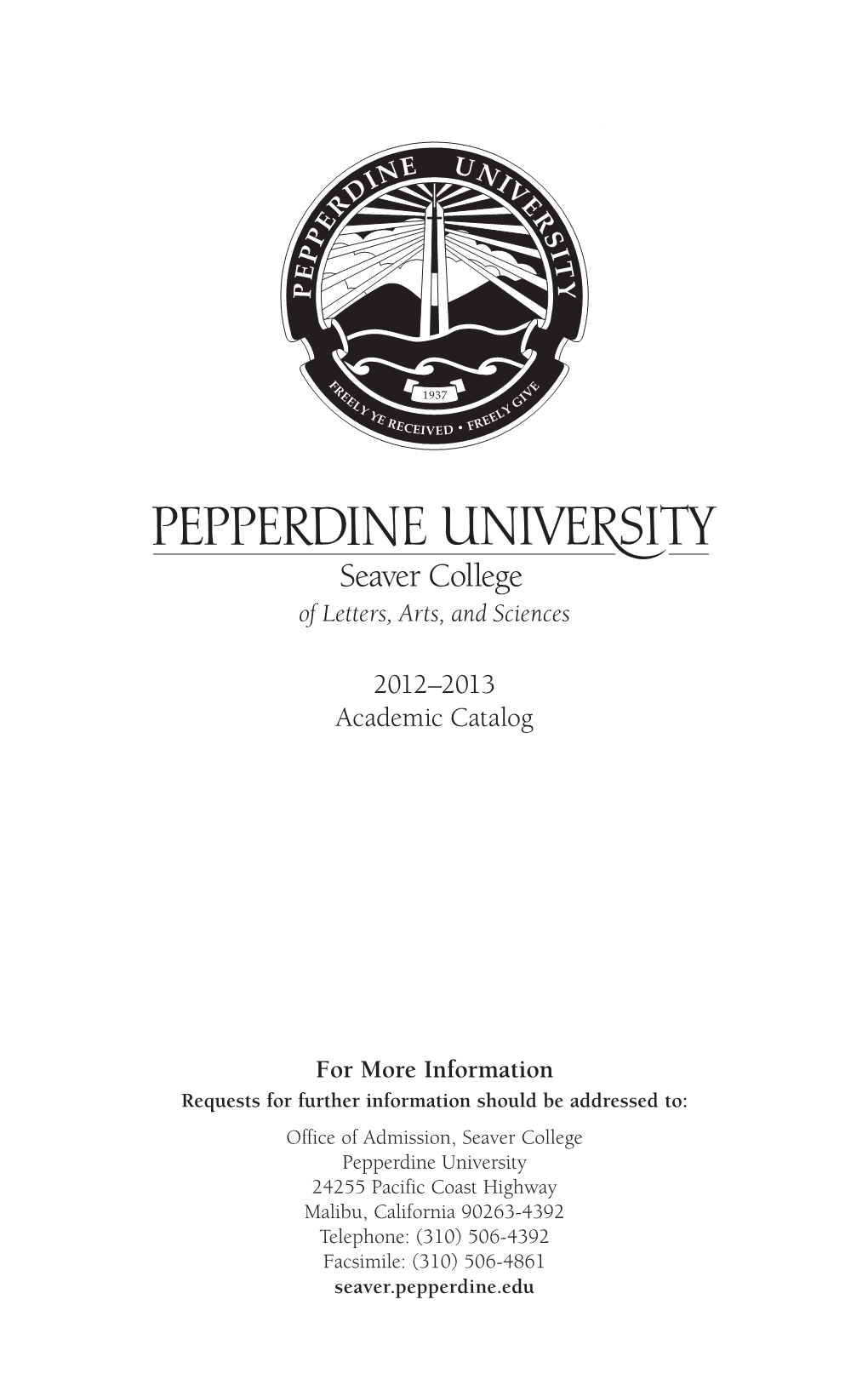 2012–2013 Academic Catalog