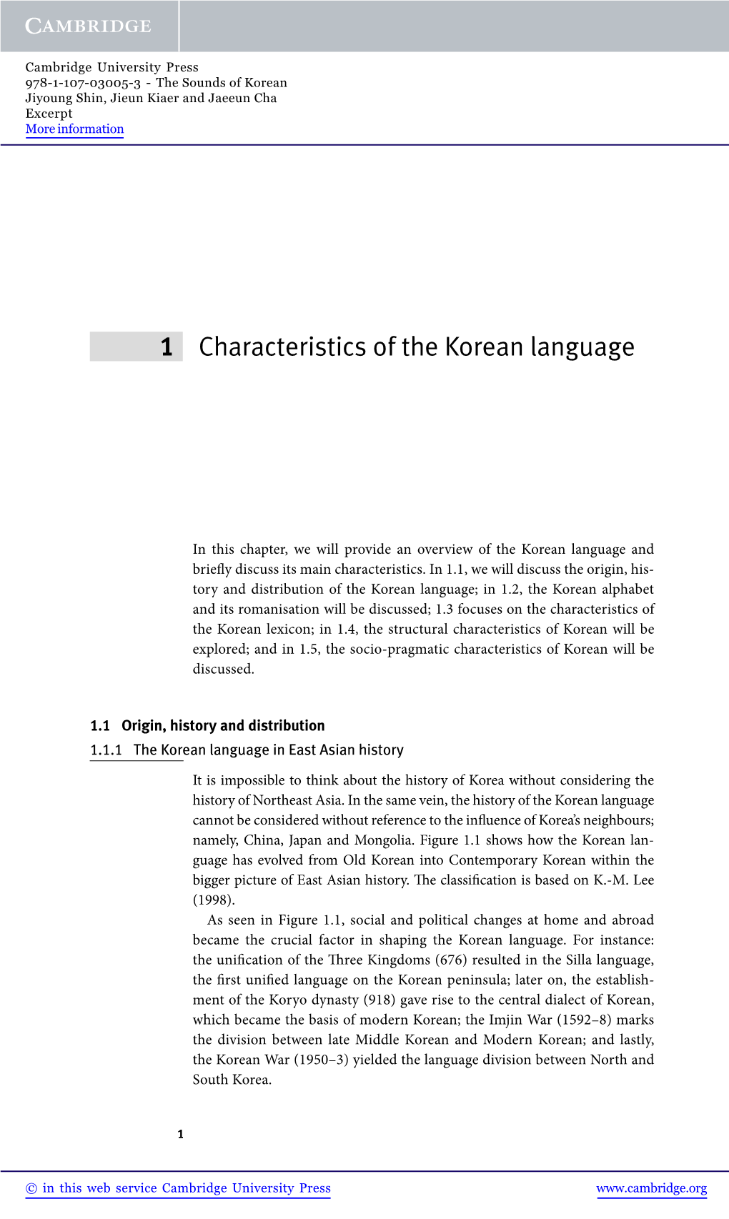 1 Characteristics of the Korean Language