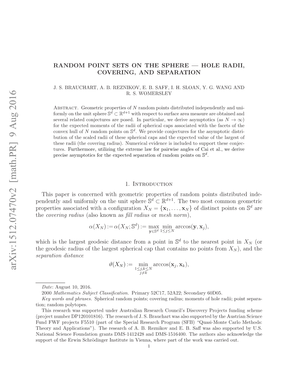 Math.PR] 9 Aug 2016 Rprisascae Ihaconﬁguration a with Associated Properties Upr Fteewnsh¨Dne Nttt Nven,Weepart Where B Vienna, E