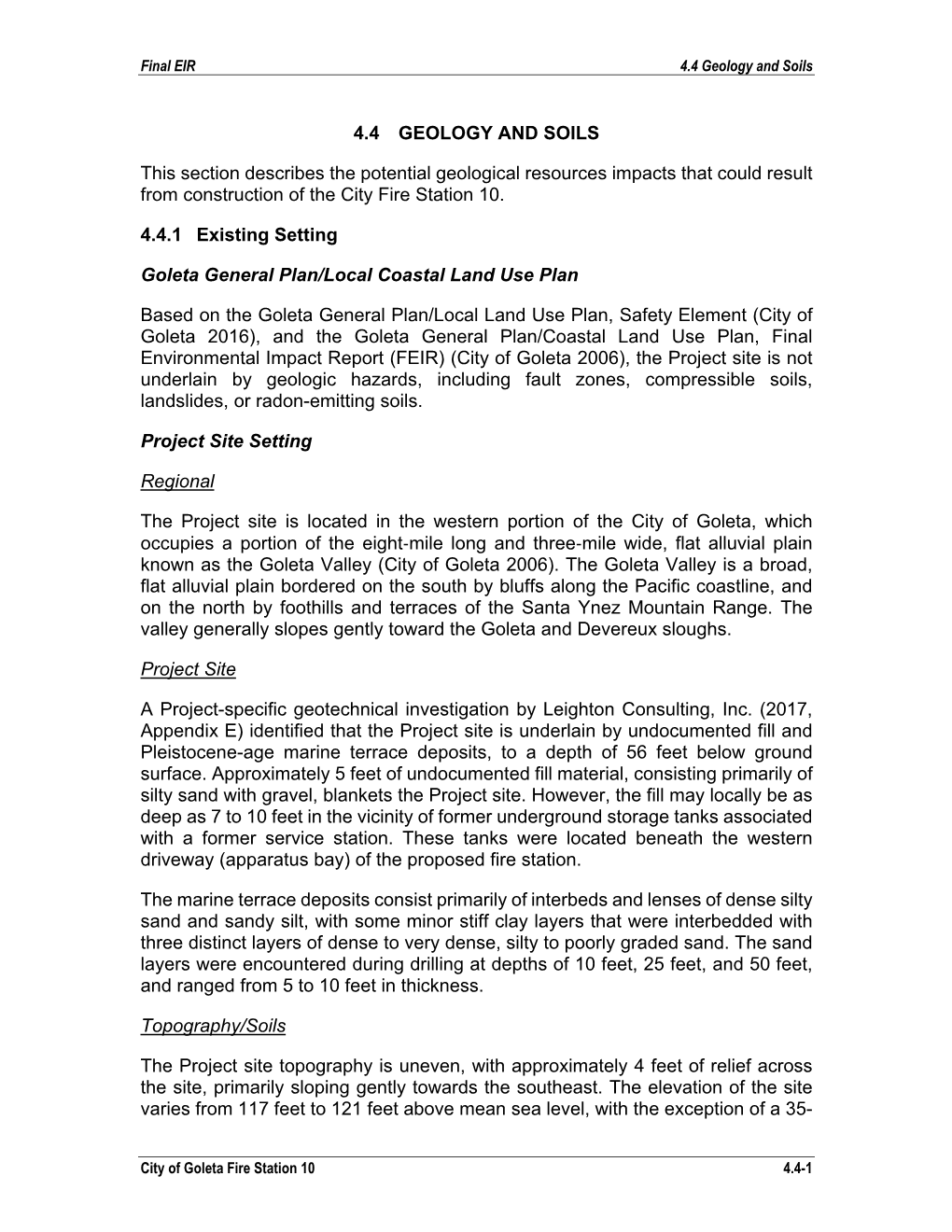 Final EIR 4.4 Geology and Soils