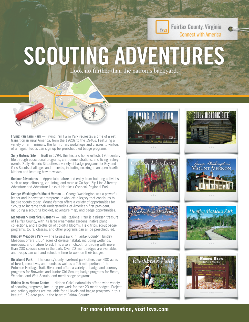 SCOUTING ADVENTURES Look No Further Than the Nation’S Backyard