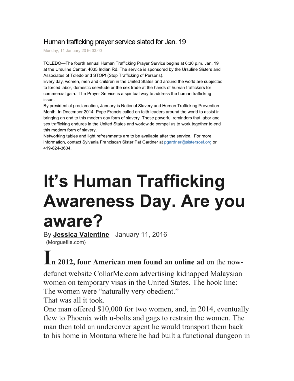 It S Human Trafficking Awareness Day. Are You Aware?