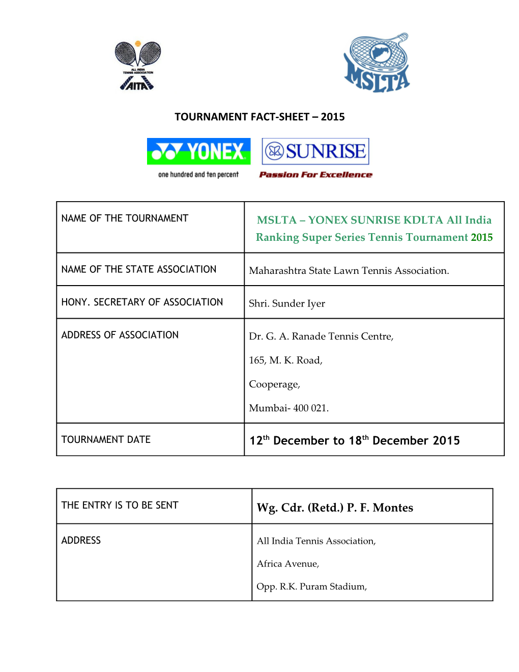 Tournament Fact - Sheet s6