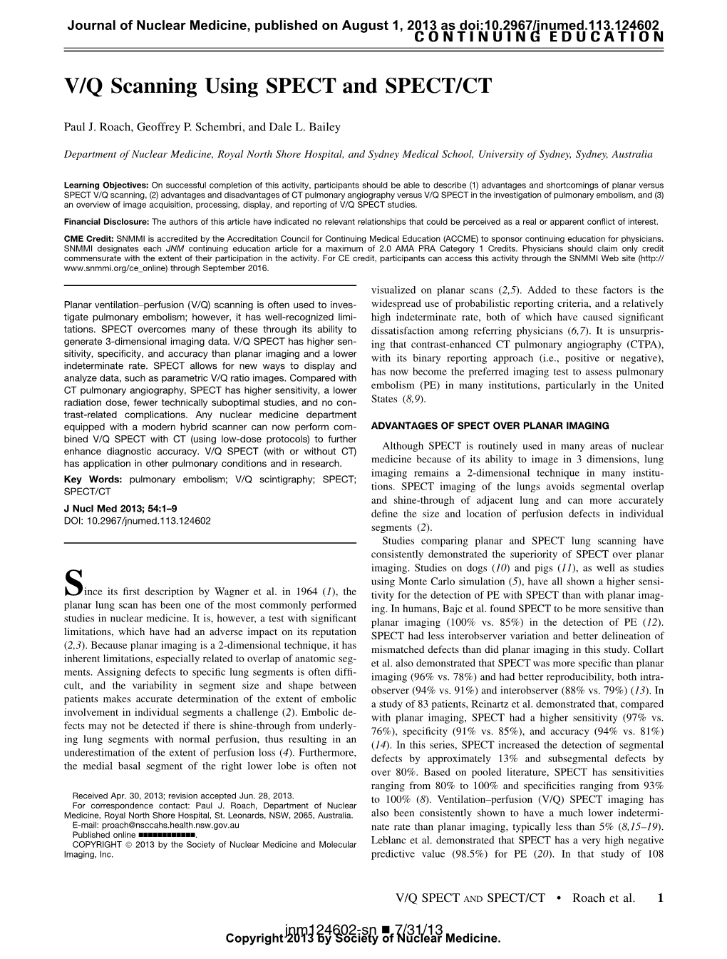 V/Q Scanning Using SPECT and SPECT/CT