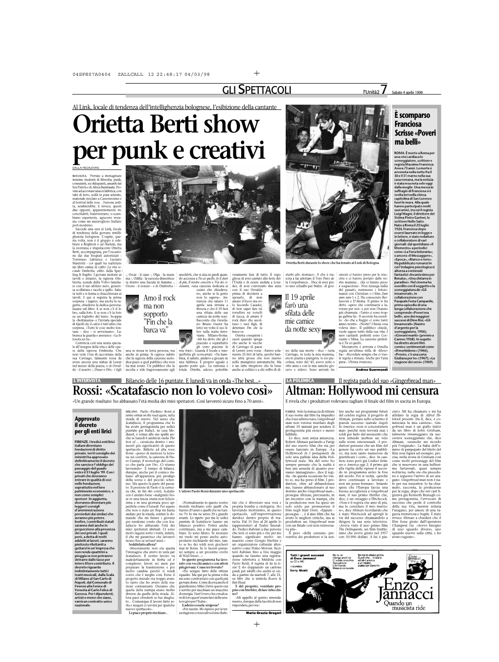 Orietta Berti Show Per Punk E Creativi