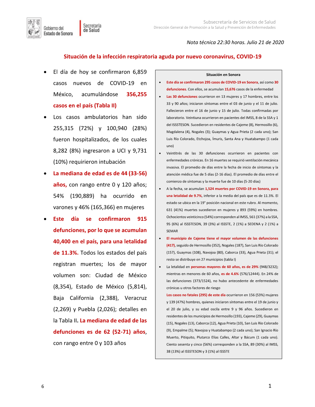 AVISO EPIDEMIOLÓGICO COVID19—Jul.21.2020