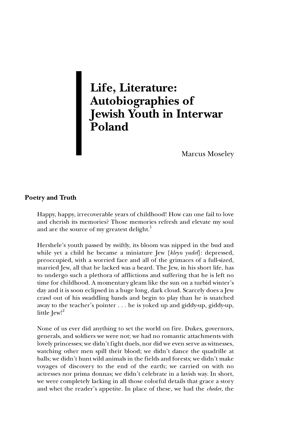 Autobiographies of Jewish Youth in Interwar Poland