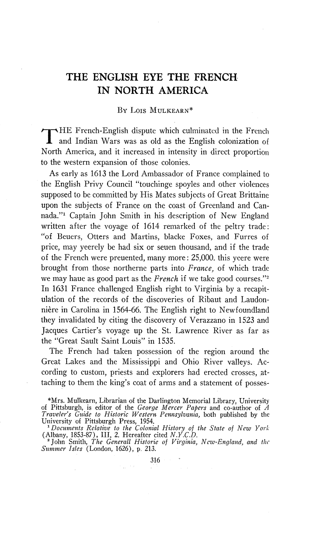 The English Eye the French in North America