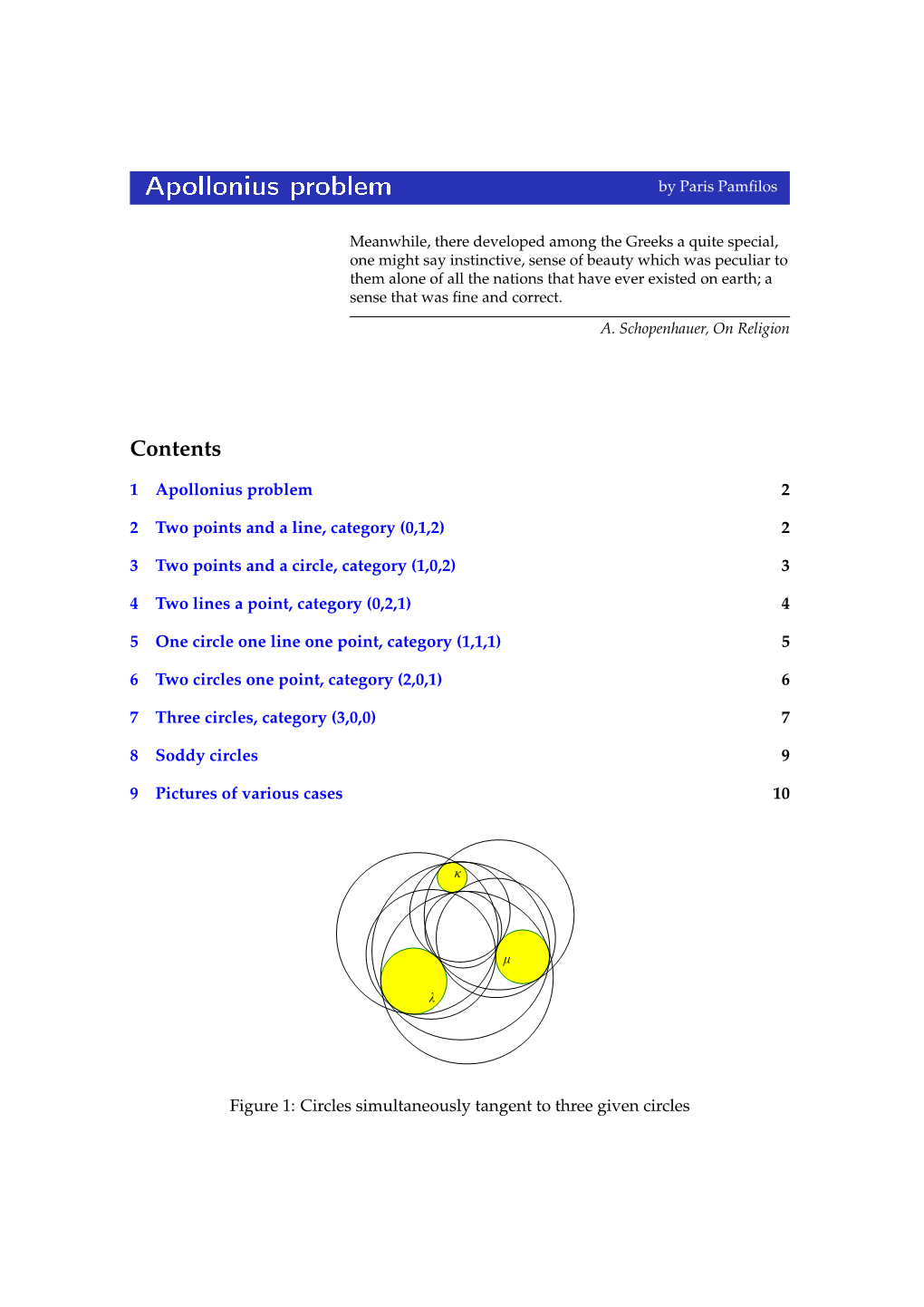 Apollonius Problem by Paris Pamﬁlos