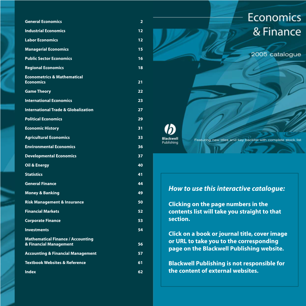 Economics Catalogue 2005.Qxp