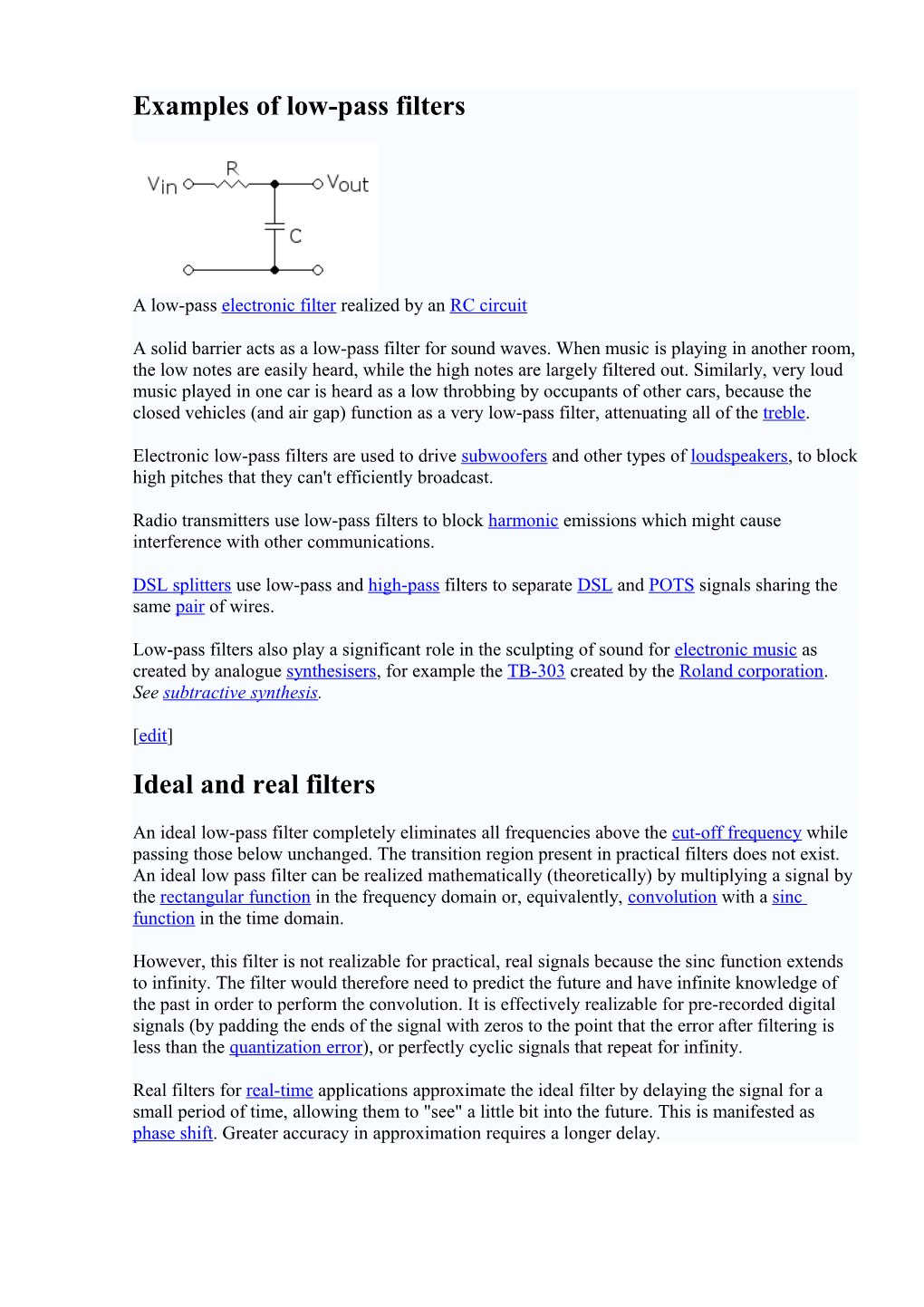 Examples of Low-Pass Filters