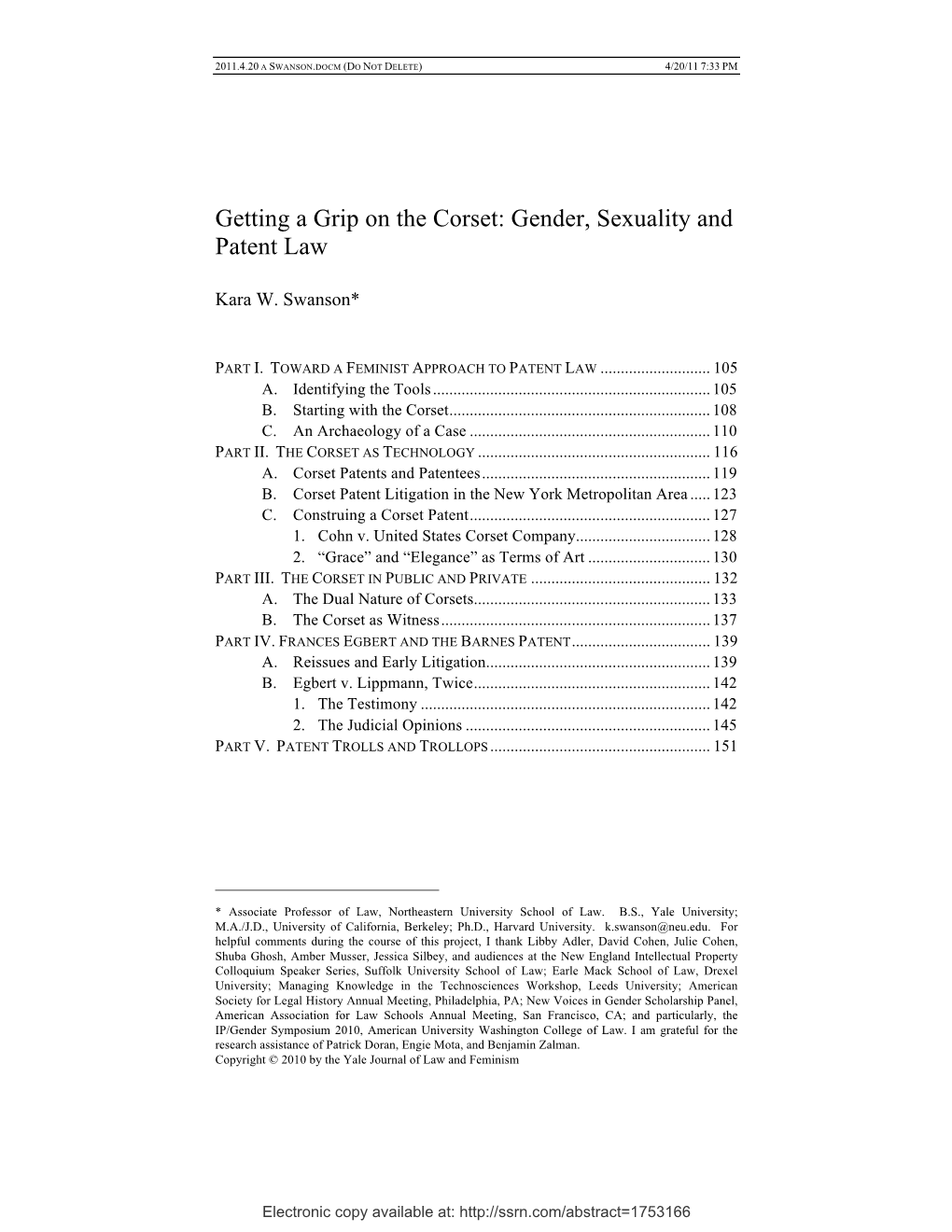 Getting a Grip on the Corset: Gender, Sexuality and Patent Law