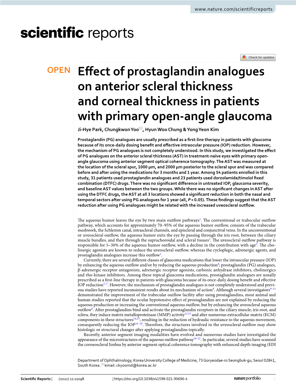 Effect of Prostaglandin Analogues on Anterior Scleral Thickness And