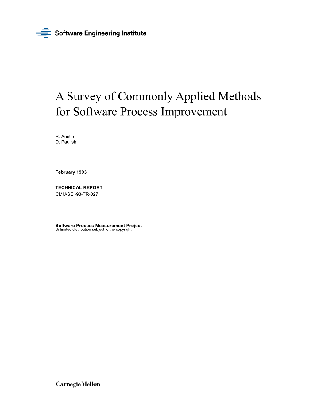 A Survey of Commonly Applied Methods for Software Process Improvement