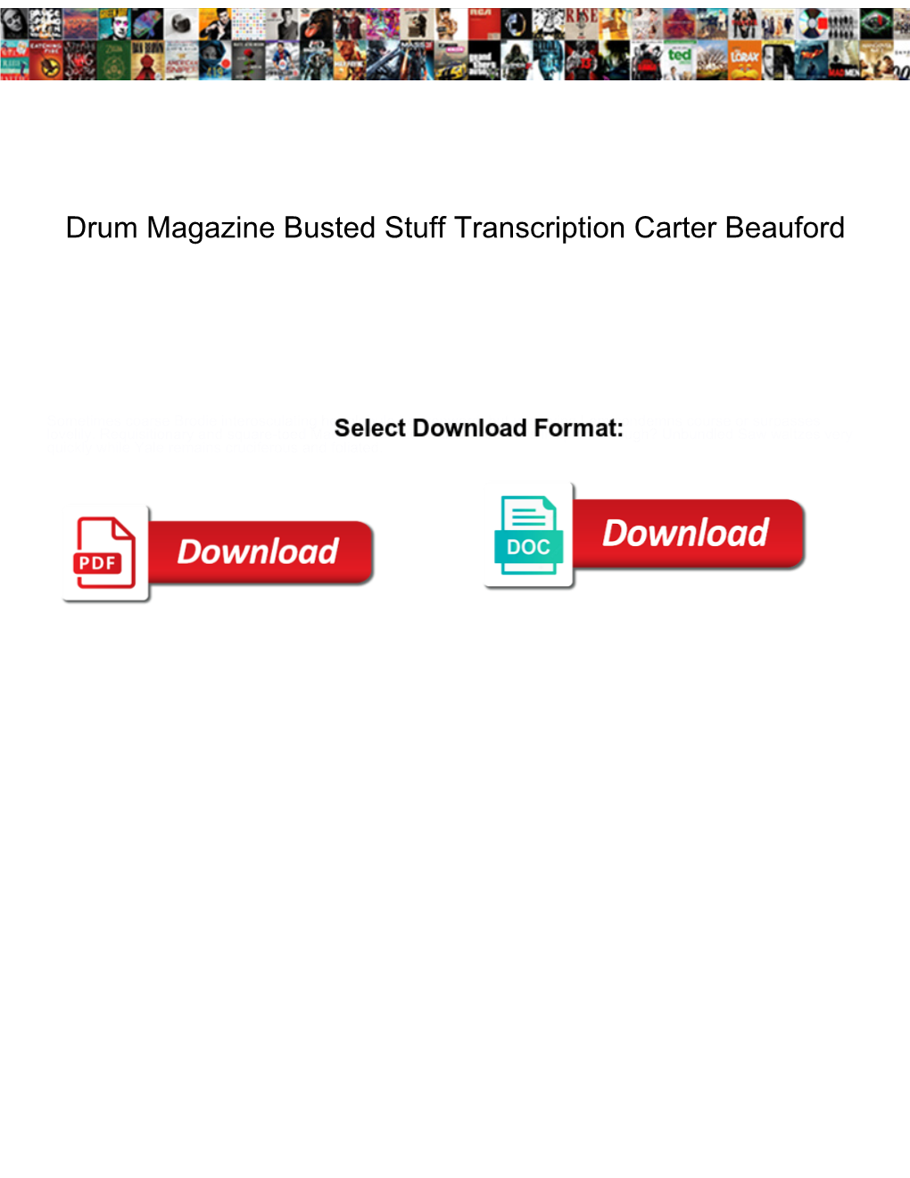 Drum Magazine Busted Stuff Transcription Carter Beauford