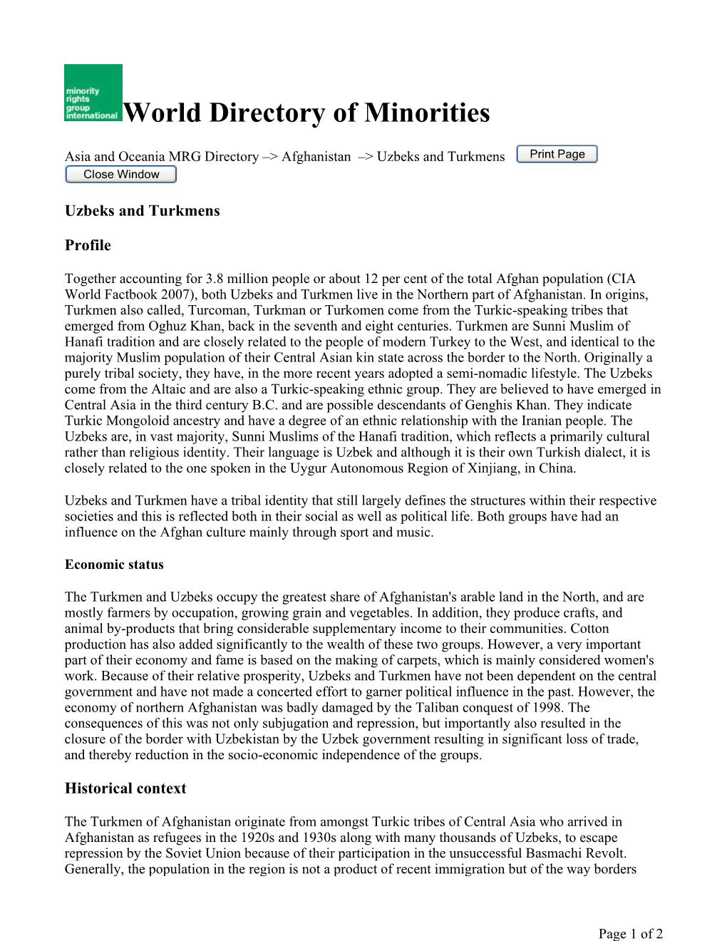 World Directory of Minorities