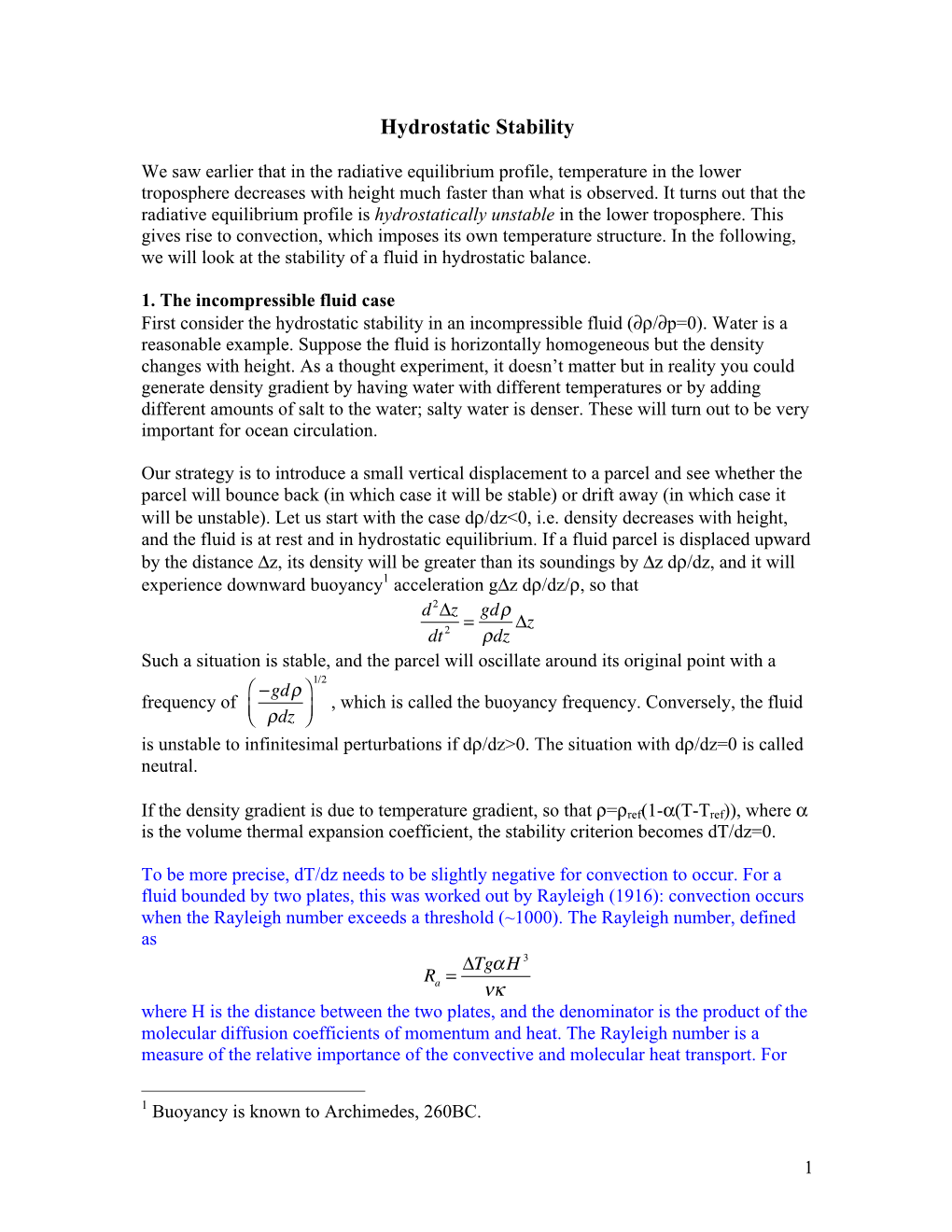 Hydrostatic Stability