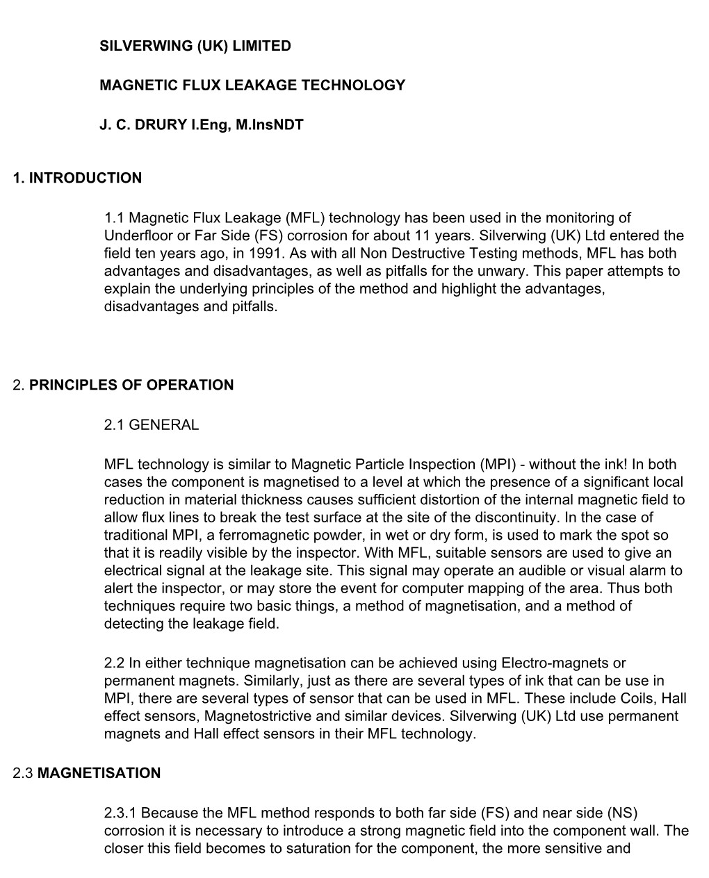 Magnetic Flux Leakage Technology