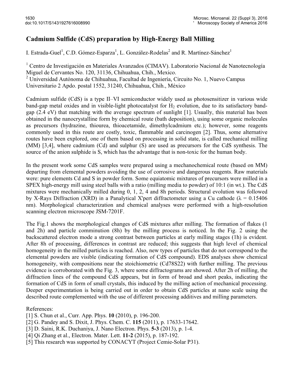 Cadmium Sulfide (Cds) Preparation by High-Energy Ball Milling