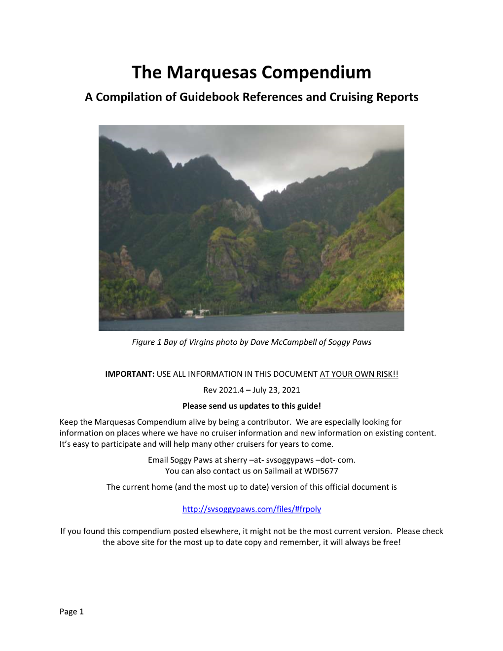 The Marquesas Compendium a Compilation of Guidebook References and Cruising Reports