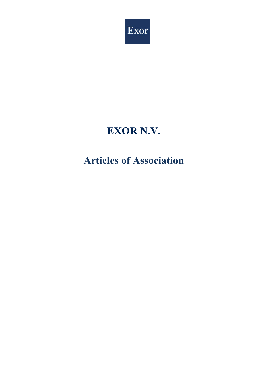 EXOR N.V. Articles of Association