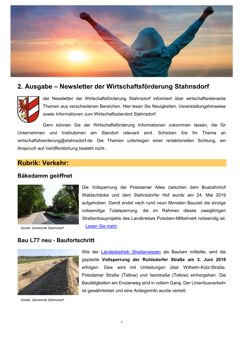 Newsletter Der Wirtschaftsförderung Stahnsdorf