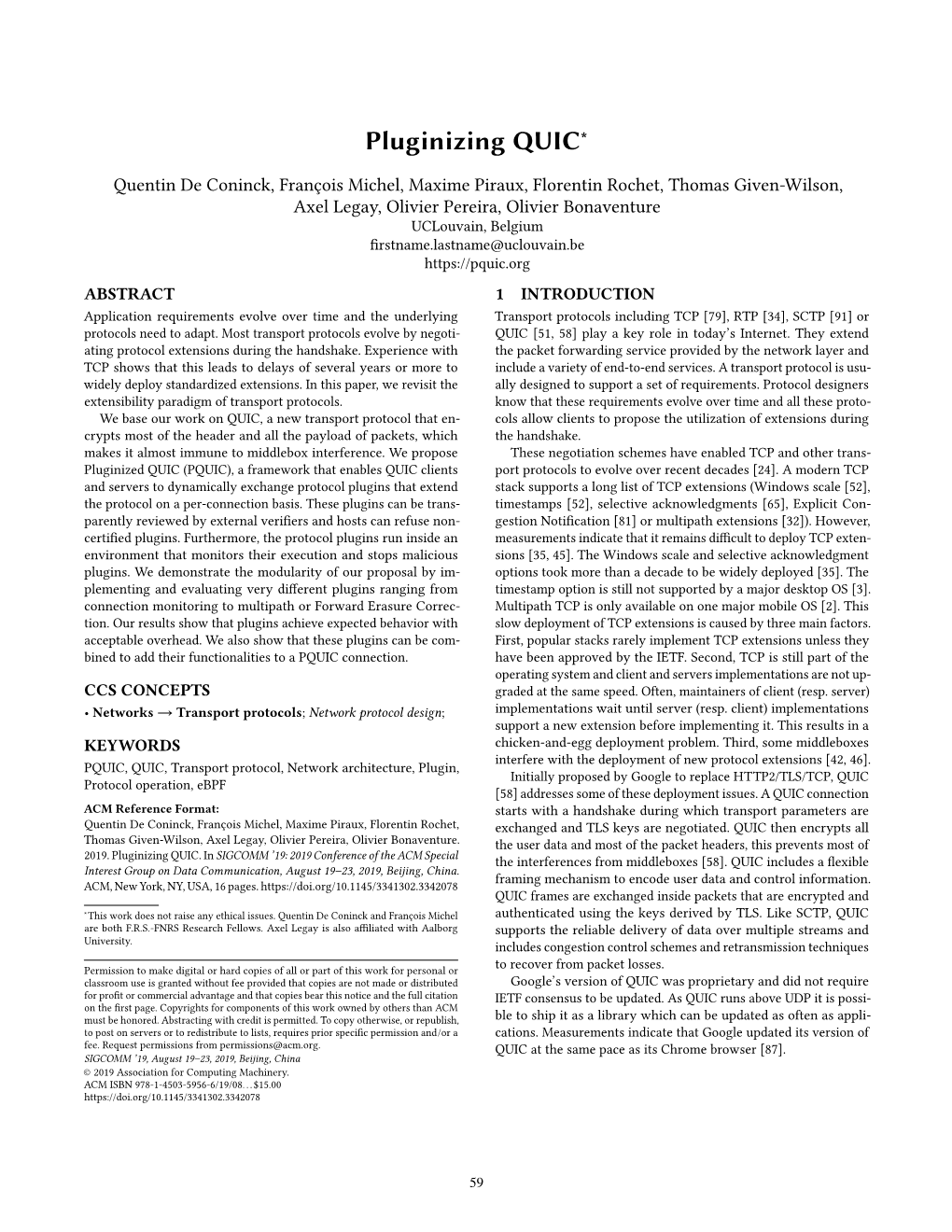 Pluginizing QUIC∗