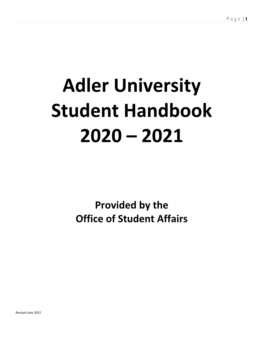 Adler University Student Handbook 2020 – 2021