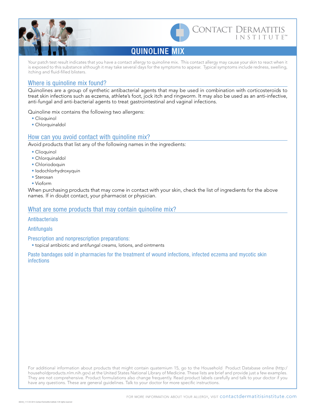 CDI Allergen Info Sheet Quinoline