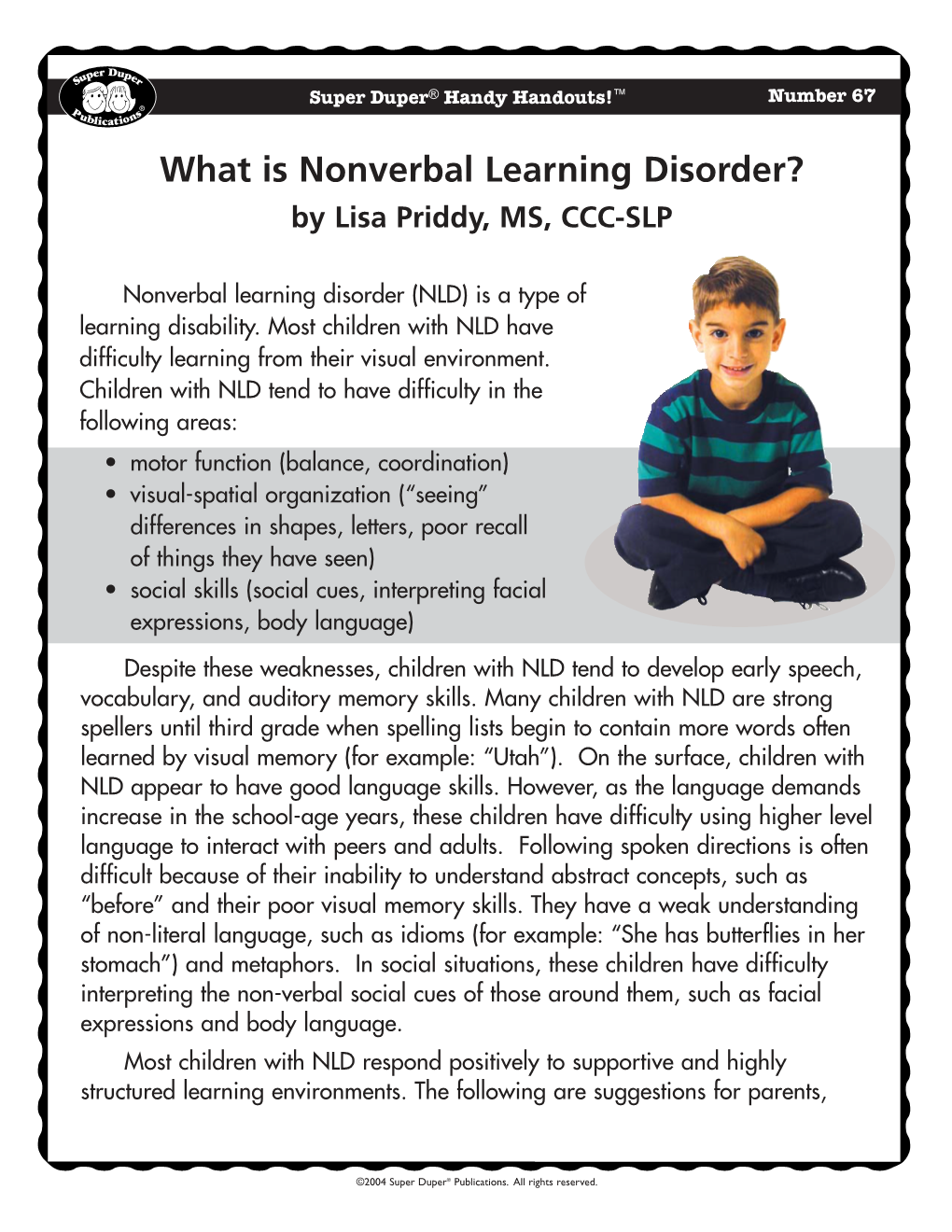 What Is Nonverbal Learning Disorder? by Lisa Priddy, MS, CCC-SLP